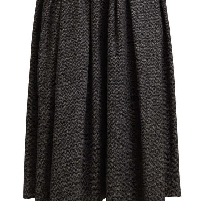 Dolce & Gabbana Gray Wool High Waist A-line PIECE Skirt
