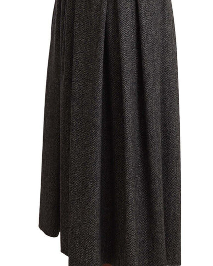 Dolce & Gabbana Gray Wool High Waist A-line PIECE Skirt