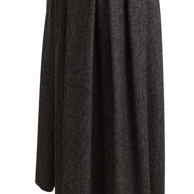 Dolce & Gabbana Gray Wool High Waist A-line PIECE Skirt