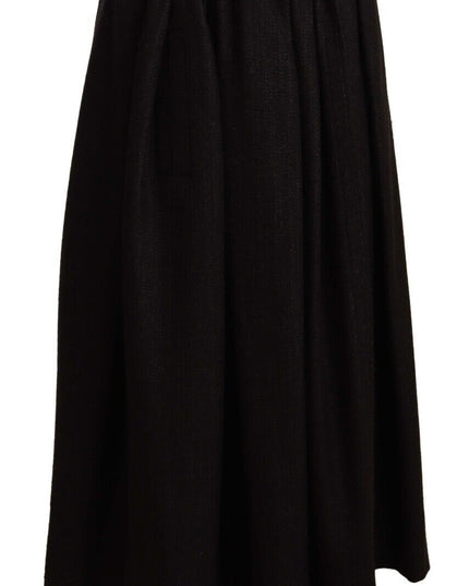 Dolce & Gabbana Black Wool High Waist Maxi PIECE Skirt