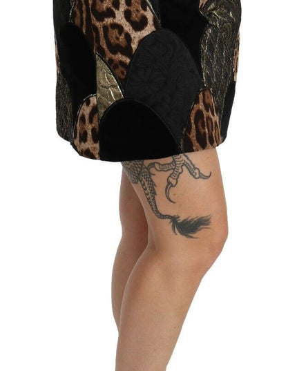 Dolce & Gabbana Multicolor Leopard Print High Waist Mini Skirt