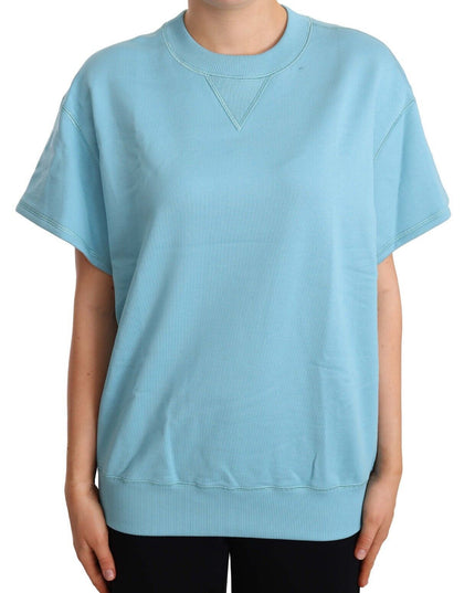 Dolce & Gabbana Blue Cotton Short Sleeves Crew Neck Top
