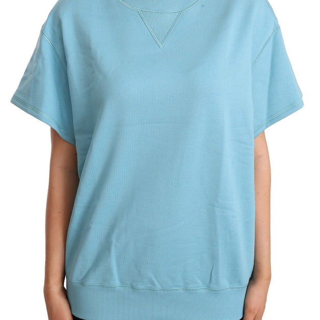 Dolce & Gabbana Blue Cotton Short Sleeves Crew Neck Top