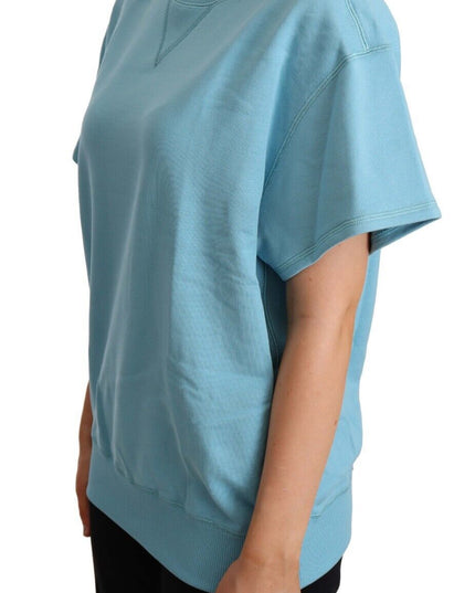 Dolce & Gabbana Blue Cotton Short Sleeves Crew Neck Top