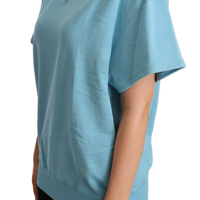 Dolce & Gabbana Blue Cotton Short Sleeves Crew Neck Top
