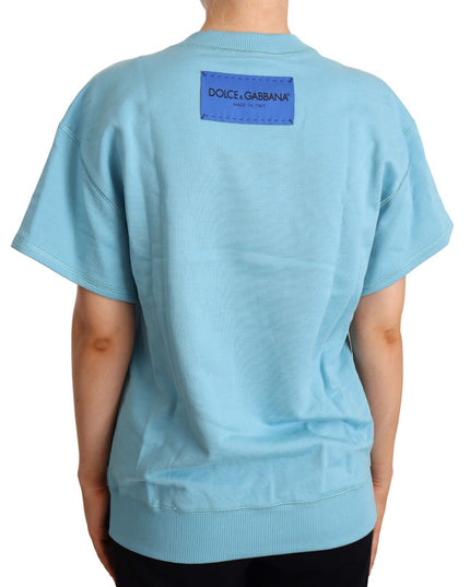Dolce & Gabbana Blue Cotton Short Sleeves Crew Neck Top
