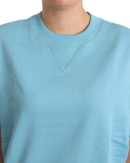 Dolce & Gabbana Blue Cotton Short Sleeves Crew Neck Top