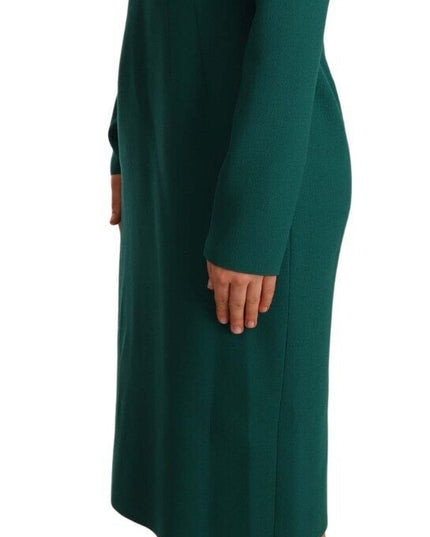 Dolce & Gabbana Green Stretch Crepe Crystal Midi Dress