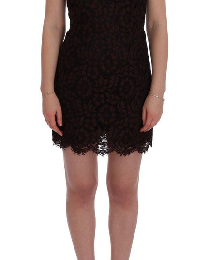 Dolce & Gabbana Bordeaux Floral Lace Ricamo Sheath Dress