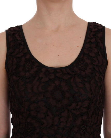 Dolce & Gabbana Bordeaux Floral Lace Ricamo Sheath Dress