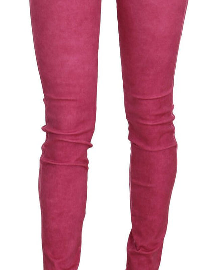 PLEIN SUD Pink Velvet Mid Waist Skinny Trouser Pants