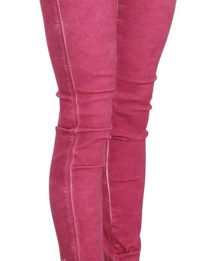 PLEIN SUD Pink Velvet Mid Waist Skinny Trouser Pants