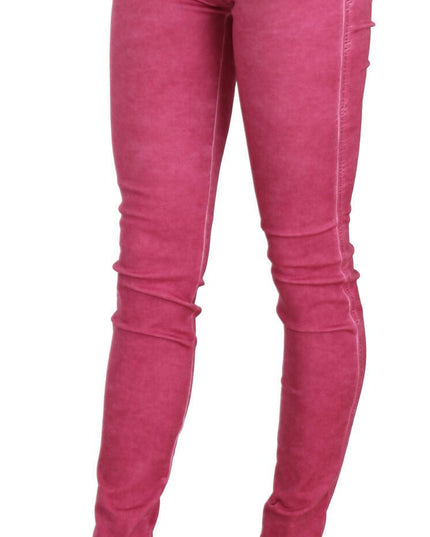 PLEIN SUD Pink Velvet Mid Waist Skinny Trouser Pants