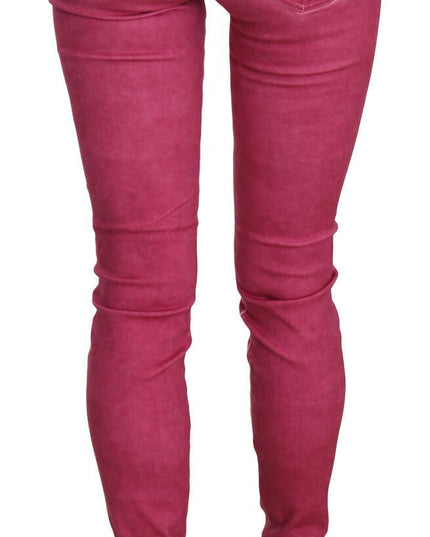 PLEIN SUD Pink Velvet Mid Waist Skinny Trouser Pants