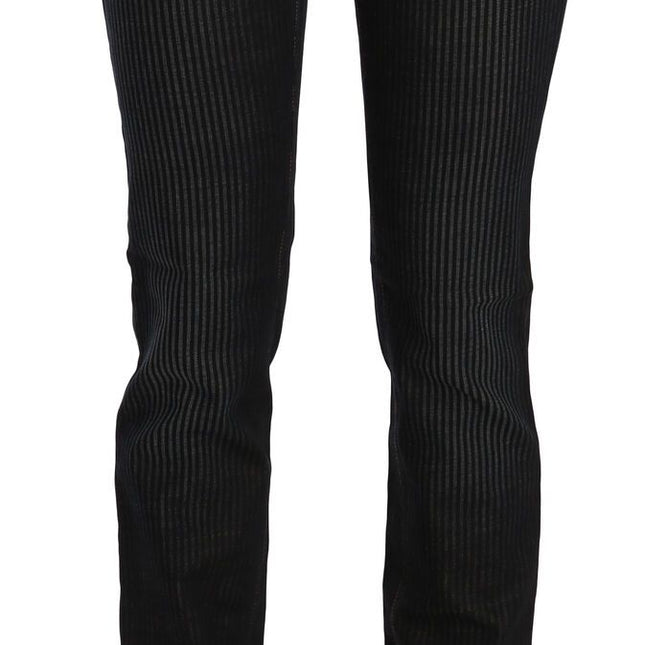 John Galliano Black Mid Waist Slim Fit Corduroy Denim Casual Pants
