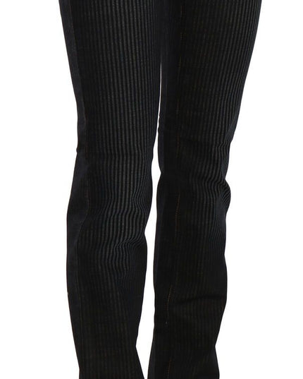 John Galliano Black Mid Waist Slim Fit Corduroy Denim Casual Pants