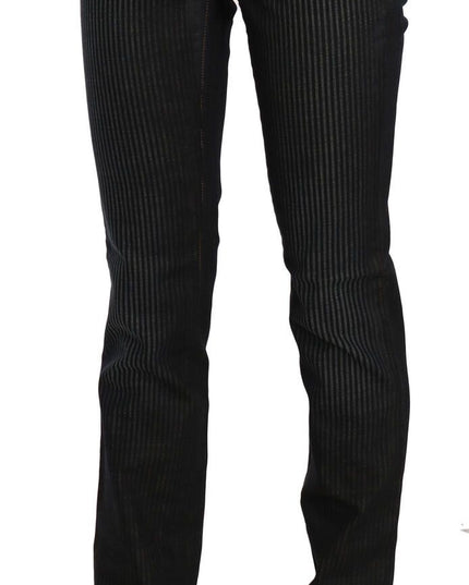 John Galliano Black Mid Waist Slim Fit Corduroy Denim Casual Pants