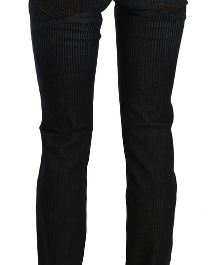 John Galliano Black Mid Waist Slim Fit Corduroy Denim Casual Pants