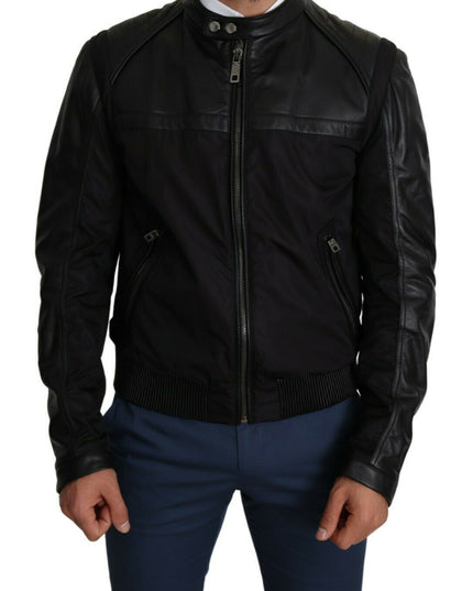Dolce & Gabbana Black Nylon Full Zip Men Bomber Coat Jacket