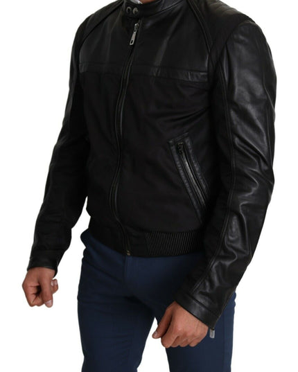 Dolce & Gabbana Black Nylon Full Zip Men Bomber Coat Jacket