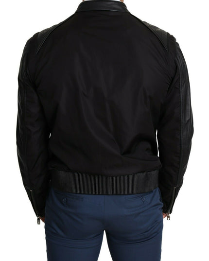 Dolce & Gabbana Black Nylon Full Zip Men Bomber Coat Jacket