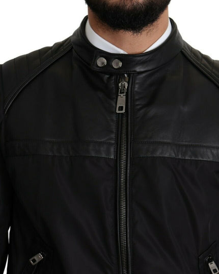 Dolce & Gabbana Black Nylon Full Zip Men Bomber Coat Jacket