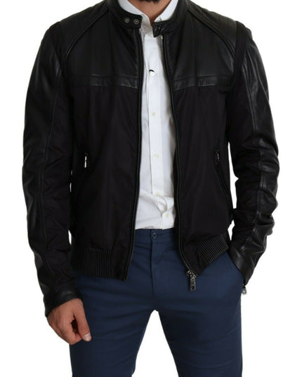 Dolce & Gabbana Black Nylon Full Zip Men Bomber Coat Jacket