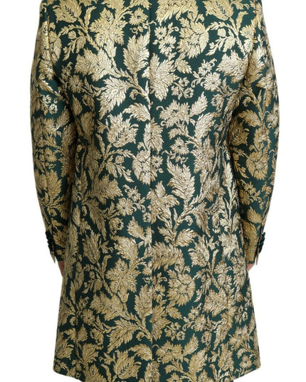 Dolce & Gabbana DOLCE & GABBANA Jacket SICILIA Green Gold Jacquard Long Coat