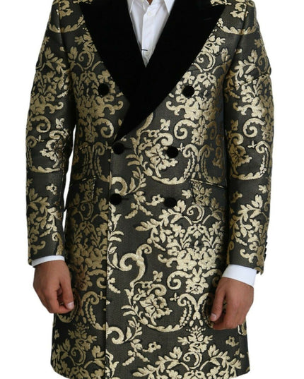 Dolce & Gabbana Black Gold Jacquard Long Coat SICILIA Jacket
