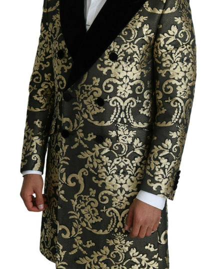 Dolce & Gabbana Black Gold Jacquard Long Coat SICILIA Jacket