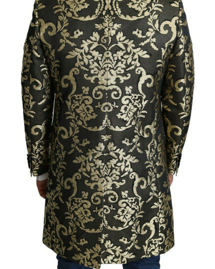 Dolce & Gabbana Black Gold Jacquard Long Coat SICILIA Jacket