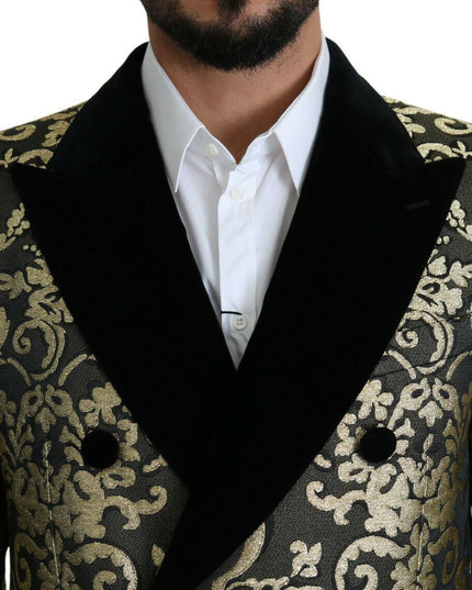 Dolce & Gabbana Black Gold Jacquard Long Coat SICILIA Jacket