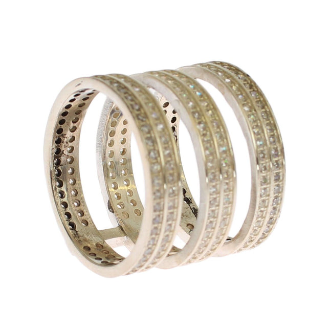 Nialaya Authentic Womens Clear CZ 925 Sterling Silver Ring