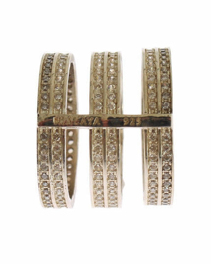 Nialaya Authentic Womens Clear CZ 925 Sterling Silver Ring