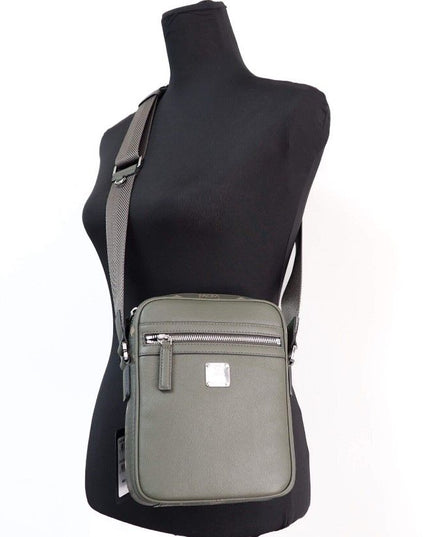 MCM Klassik Mini Sea Turtle Visetos Mixed Leather Multifunction Crossbody Bag Green