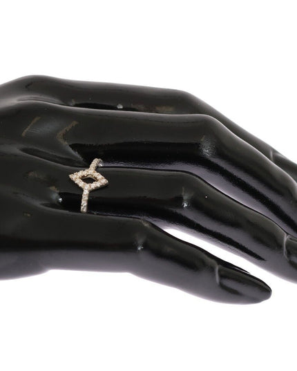 Nialaya Silver Rhombus Womens Clear CZ 925 Silver Ring