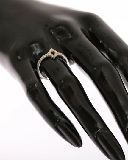 Nialaya Silver Rhombus Womens Clear CZ 925 Silver Ring