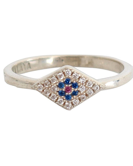 Nialaya Blue Red CZ 925 Silver Womens Clear Ring