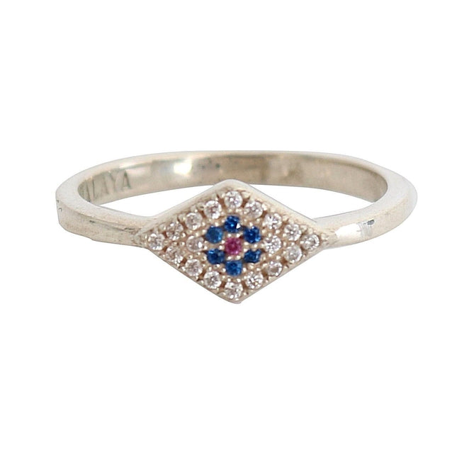 Nialaya Blue Red CZ 925 Silver Womens Clear Ring