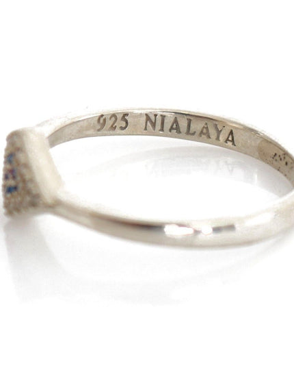 Nialaya Blue Red CZ 925 Silver Womens Clear Ring