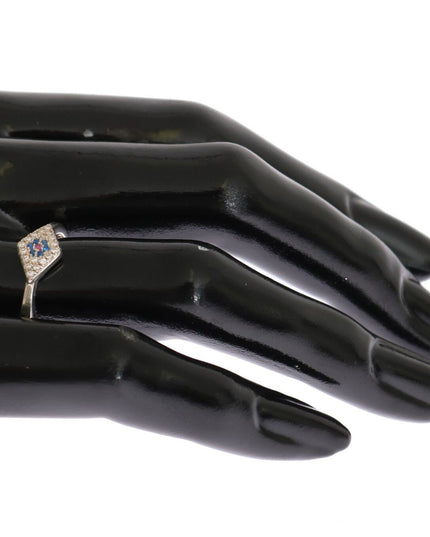 Nialaya Blue Red CZ 925 Silver Womens Clear Ring