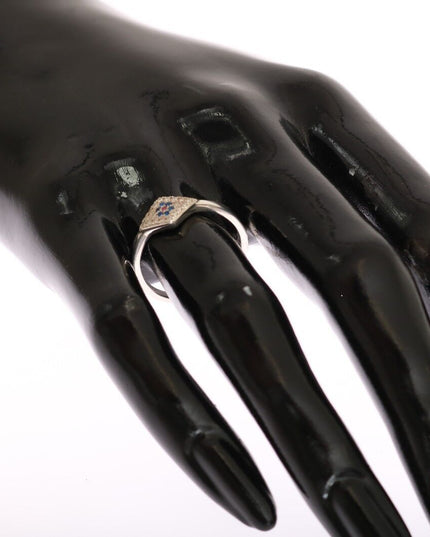 Nialaya Blue Red CZ 925 Silver Womens Clear Ring