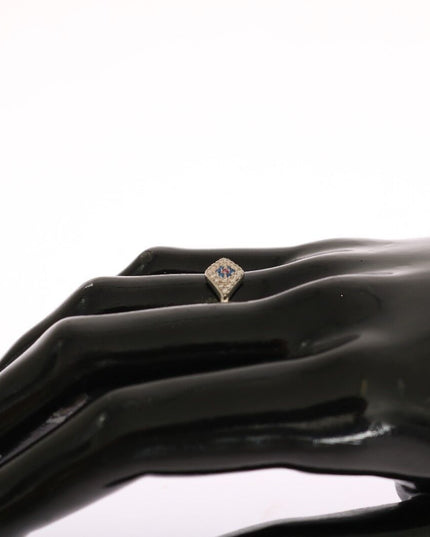 Nialaya Blue Red CZ 925 Silver Womens Clear Ring