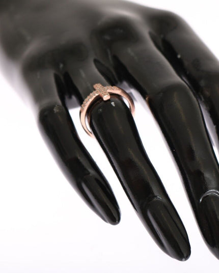 Nialaya Pink Gold 925 Silver Womens Cross CZ Ring