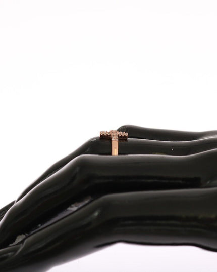 Nialaya Pink Gold 925 Silver Womens Cross CZ Ring