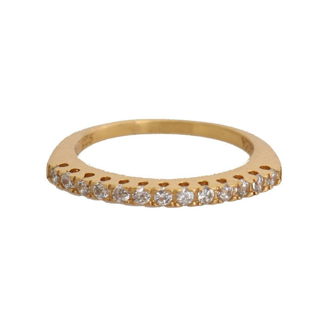 Nialaya Gold Authentic Womens Clear CZ Gold 925 Silver Ring