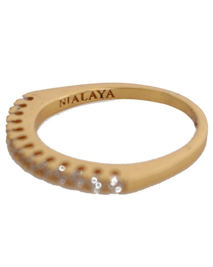 Nialaya Gold Authentic Womens Clear CZ Gold 925 Silver Ring