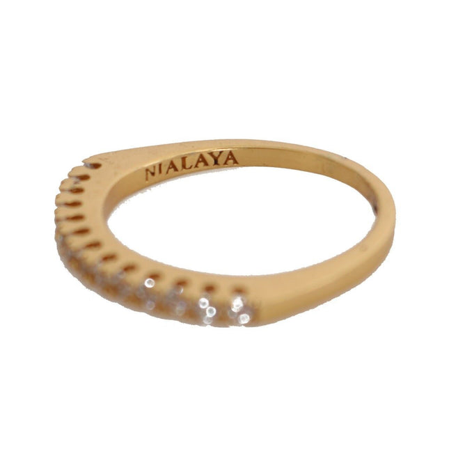Nialaya Gold Authentic Womens Clear CZ Gold 925 Silver Ring