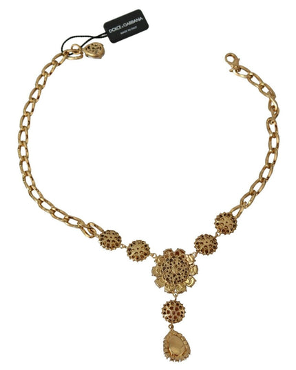 Dolce & Gabbana Pink Gold Brass Crystal Purple Pearl Pendants