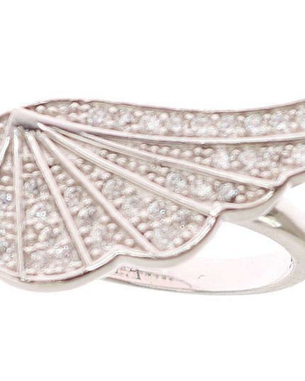 Nialaya Silver Womens Wing Clear CZ 925 Silver Ring